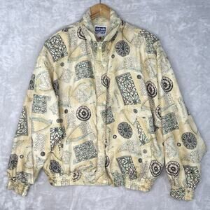 Vintage Details Sportswear Womens Jacket Sze S Silk Bomber 80s Art Deco *flaws*